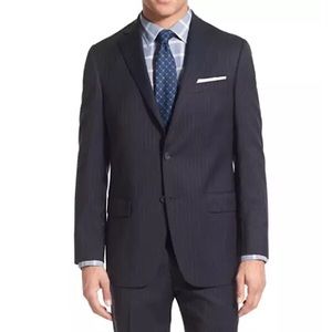 Hart Schaffner Marx Navy Pinstriped Blazer Coat